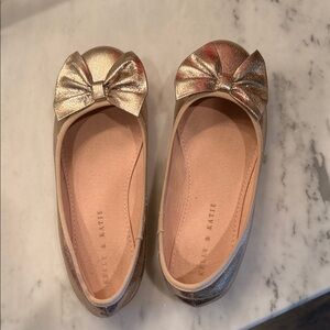 Kelly & Katie Metallic Gold Flats with Bow
